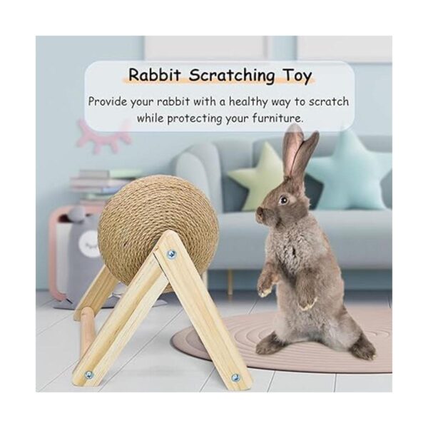 BNOSDM Rabbit Scratch Toy Wooden Natural Sisal Rope Rabbit