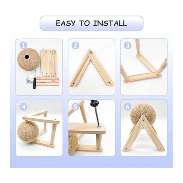 BNOSDM Rabbit Scratch Toy Wooden Natural Sisal Rope Rabbit