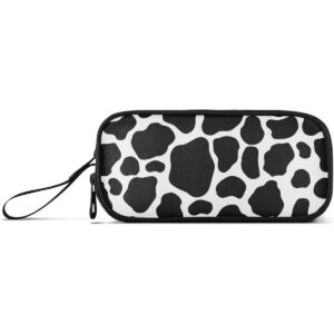 Fisyme Estuche para lápices con estampado de vaca blanca y_1