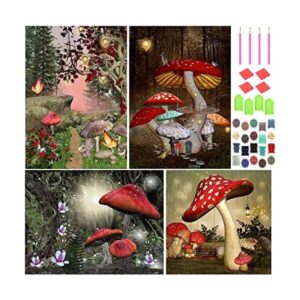 Juego de 4 juegos de pintura de diamantes de hongos para