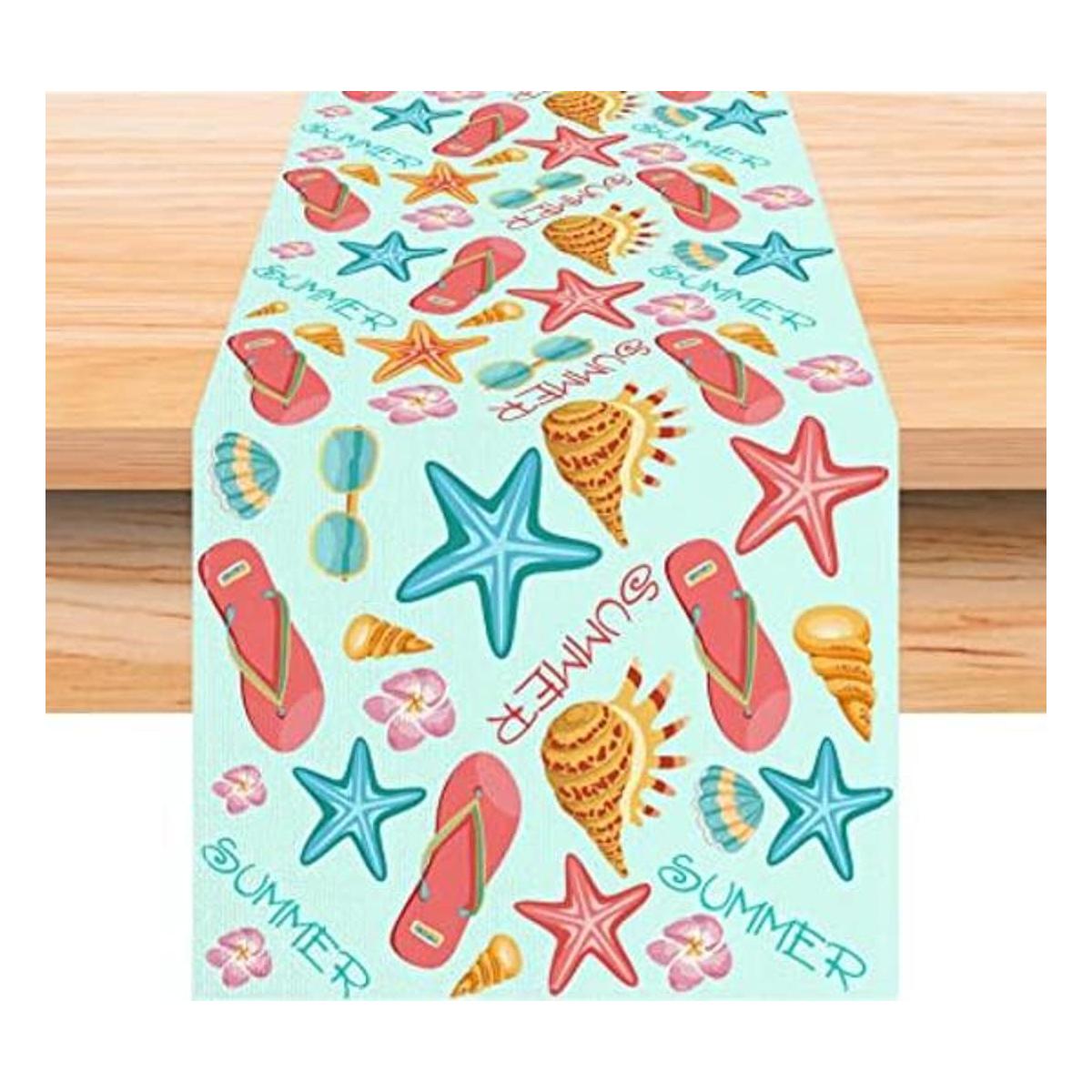 Jiudungs Camino de mesa floral de lino de acuarela para