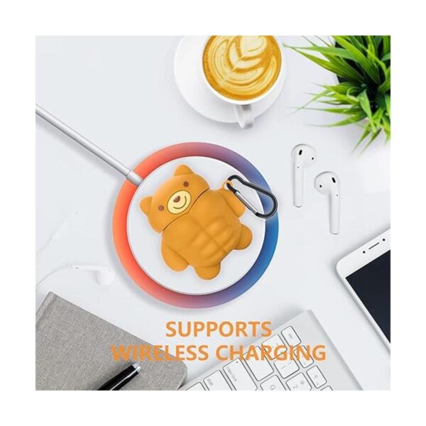 Funda para AirPods con bonito diseño de oso muscular con_4