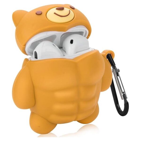 Funda para AirPods con bonito diseño de oso muscular con_2