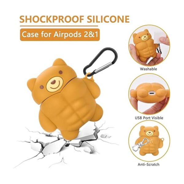 Funda para AirPods con bonito diseño de oso muscular con_6
