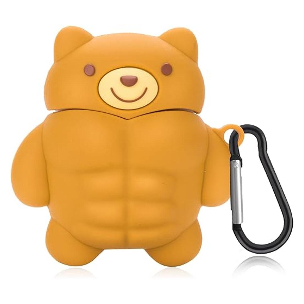 Funda para AirPods con bonito diseño de oso muscular con