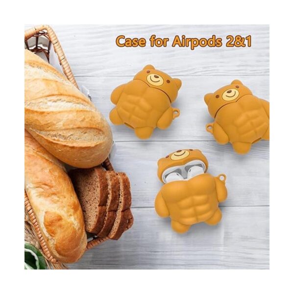 Funda para AirPods con bonito diseño de oso muscular con_3