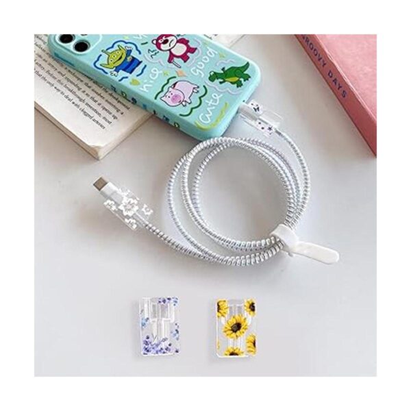 Protector de cable floral de flores para iPhone cargador_2