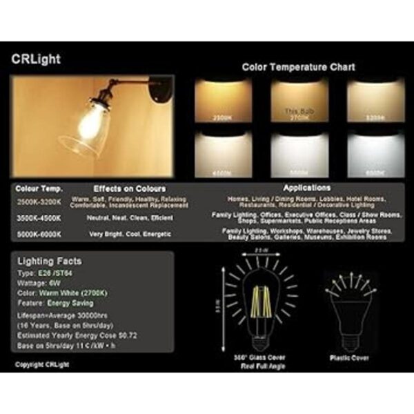NOTOC Bombilla LED E26 de 4 W equivalente a 40 W
