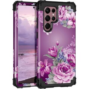 Lontect Funda protectora para Galaxy S22 Ultra 5G floral a_1