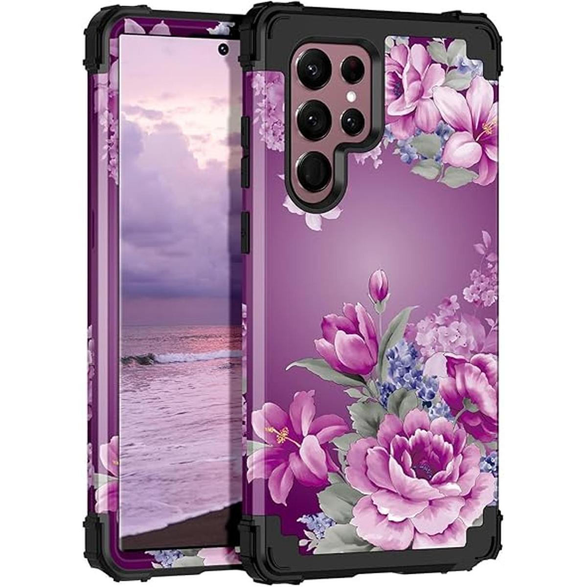 Lontect Funda protectora para Galaxy S22 Ultra 5G floral a