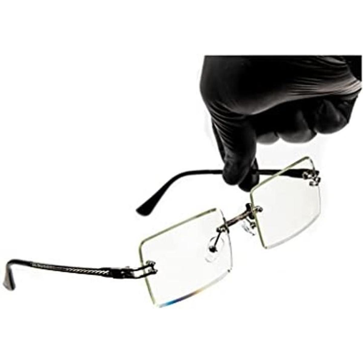 Gafas de hip hop de lujo con marco cuadrado plateado para