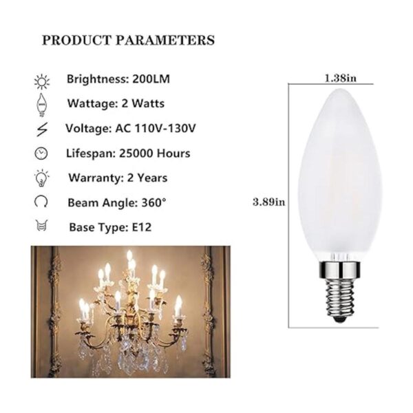 Bombillas LED esmeriladas para candelabro E12 equivalente_2