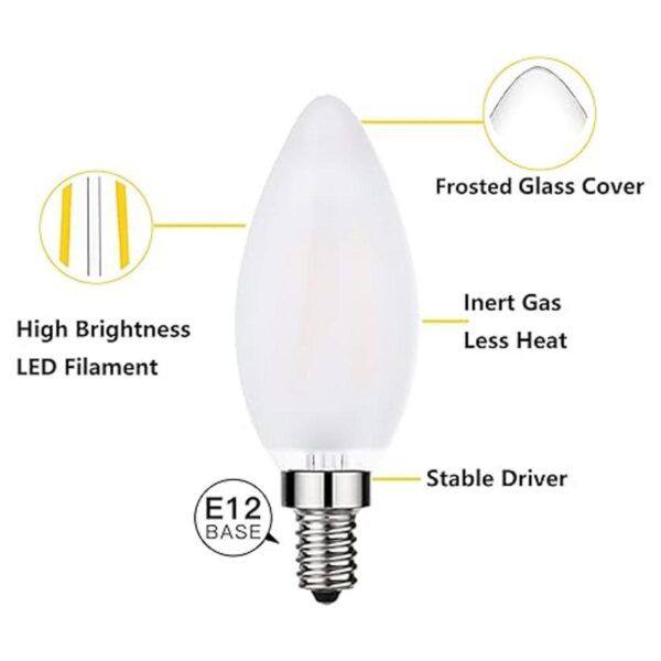Bombillas LED esmeriladas para candelabro E12 equivalente_3