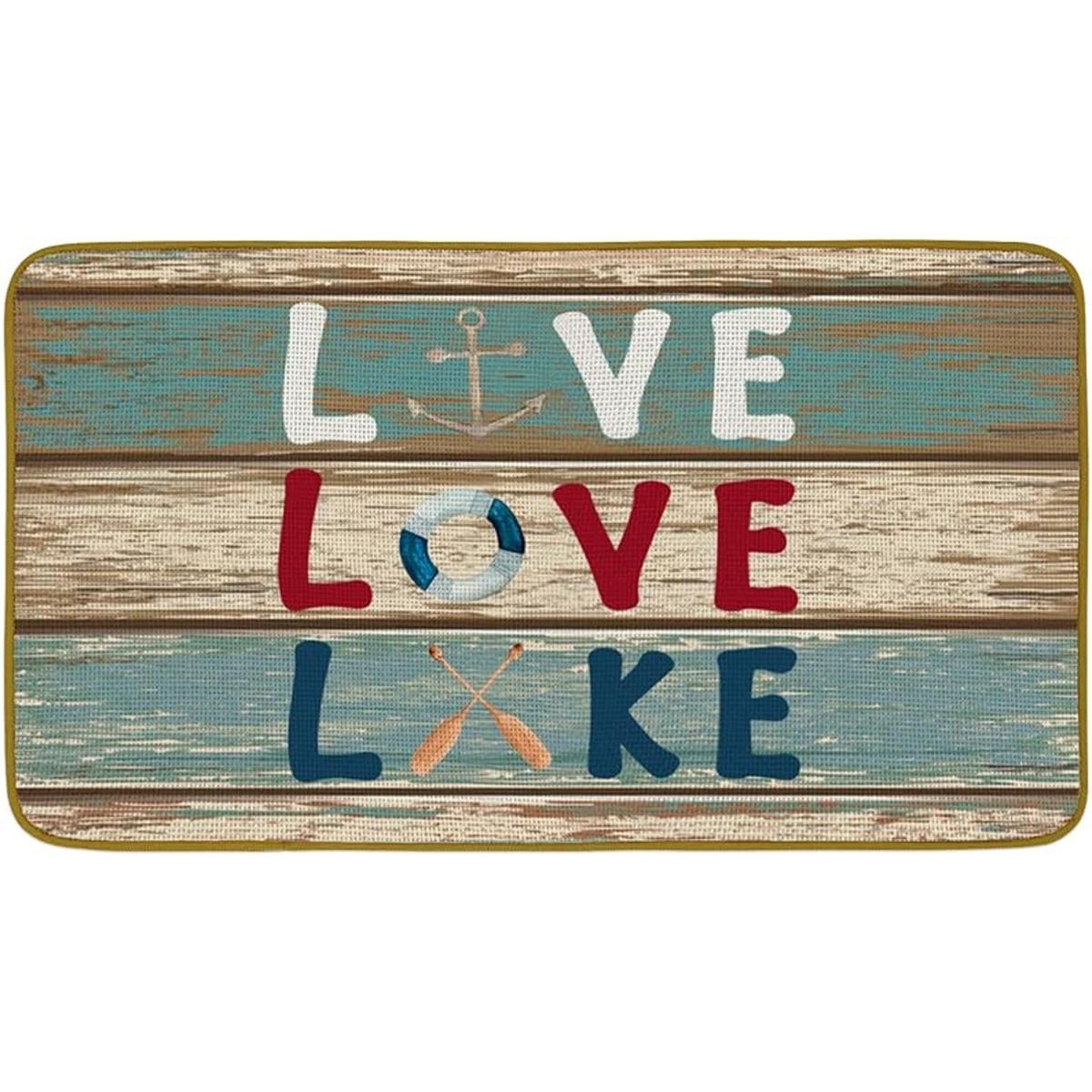 Burosev Live Love Lake Felpudo decorativo para el suelo