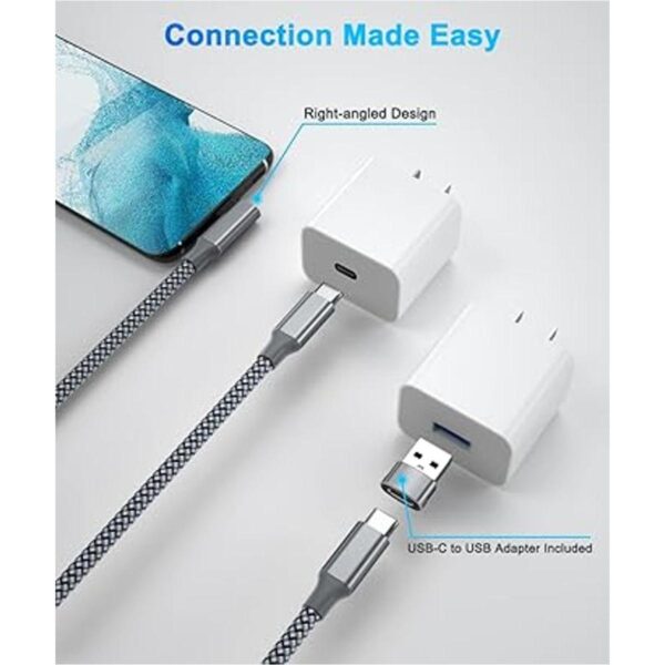 Elebase Cable USB tipo C a C de 100 W en ángulo recto de_2