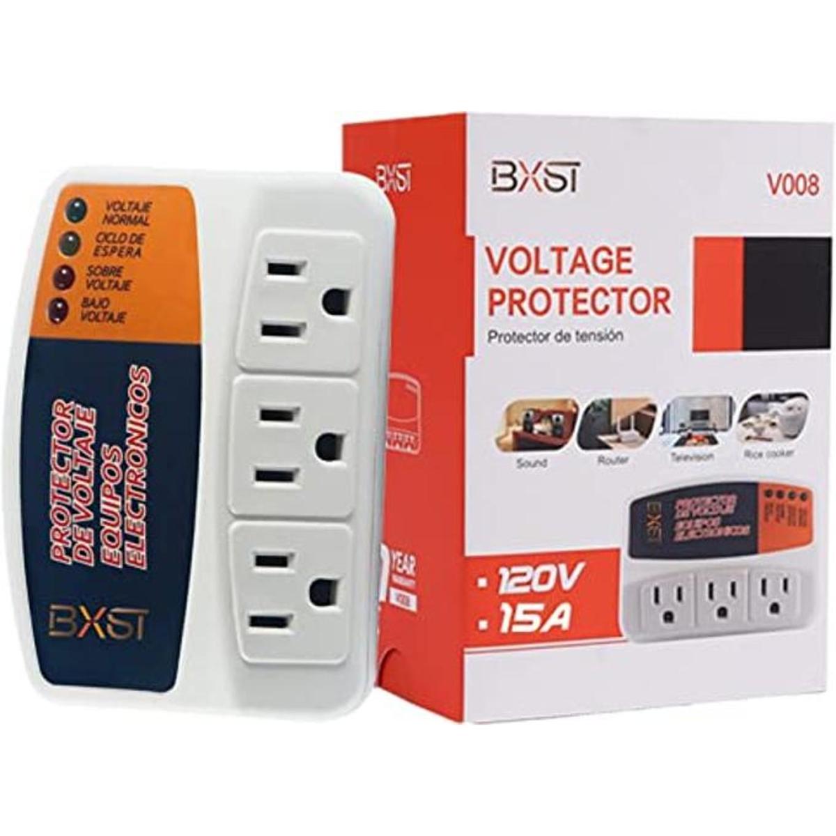 BXST Protector de voltaje enchufable de tres salidas para