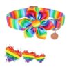 DOGWONG Collar de perro de algodón arcoíris con flor_2