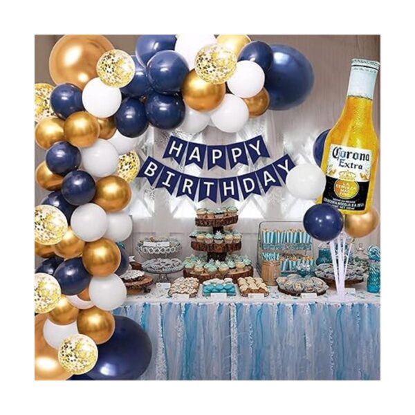 Decoraciones de fiesta de cumpleaños color azul marino y