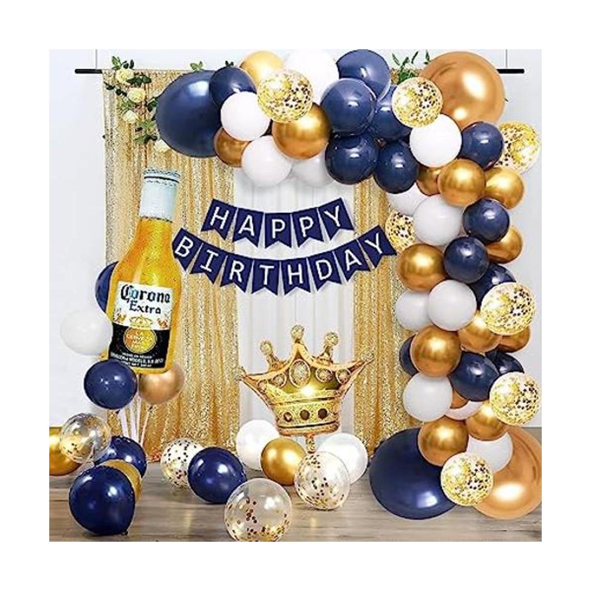 Decoraciones de fiesta de cumpleaños color azul marino y