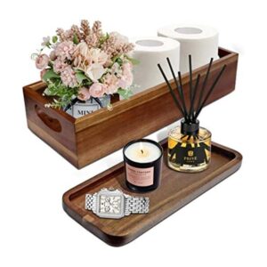 Demigo Juego de soporte de caja de madera de acacia y