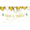 Bandera de tacos y tequila pancarta de taco dorado para