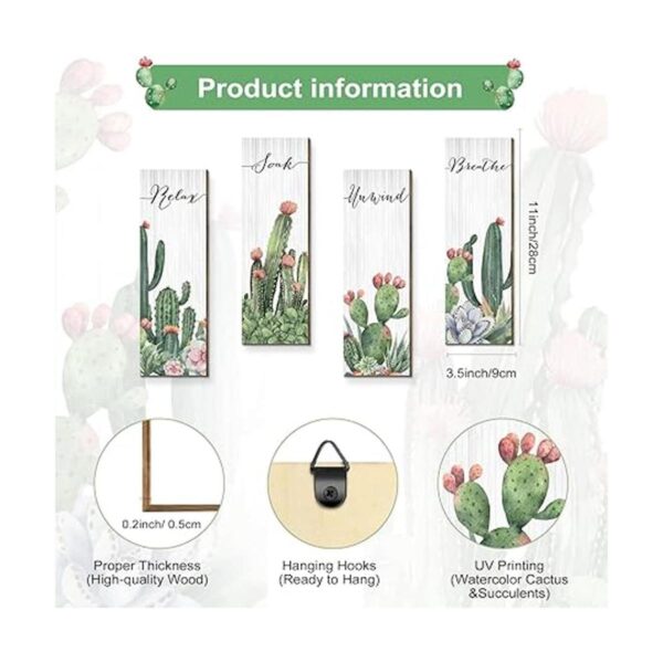 4 piezas de letrero de cactus para decoración de pared de