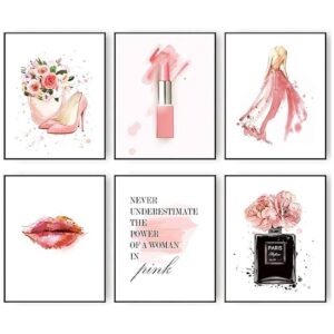 JITUIHOM Arte de pared de moda rosa para mujer pósteres_1