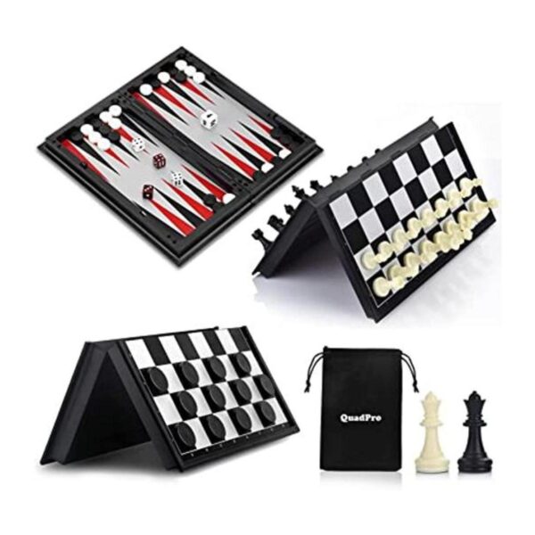 QuadPro Juego de tablero de ajedrez magnético 3 en 1 con_1