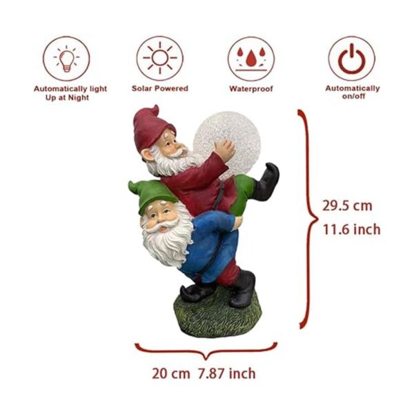 Raywer 2 gnomos que juegan con pelota luz solar decorada