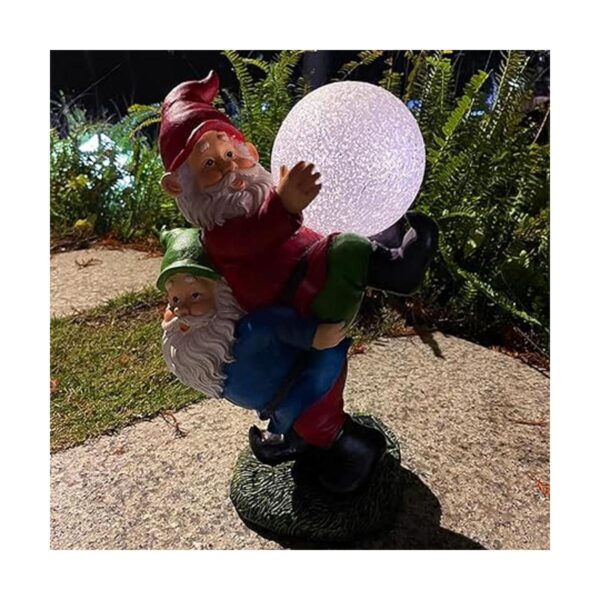 Raywer 2 gnomos que juegan con pelota luz solar decorada
