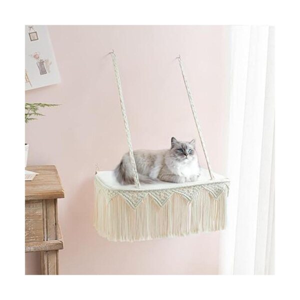 Dahey Macramé Percha para ventana de gato estilo