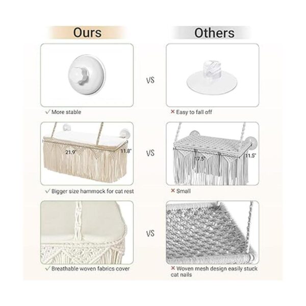 Dahey Macramé Percha para ventana de gato estilo
