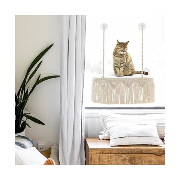 Dahey Macramé Percha para ventana de gato estilo