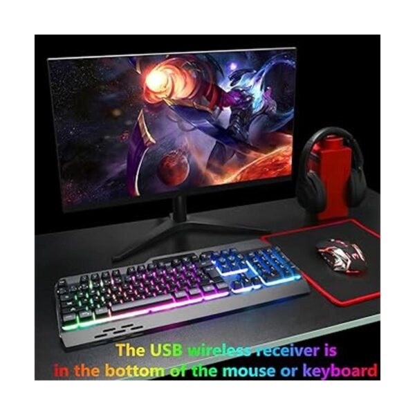 Teclado y ratón inalámbrico RGB para juegos teclado