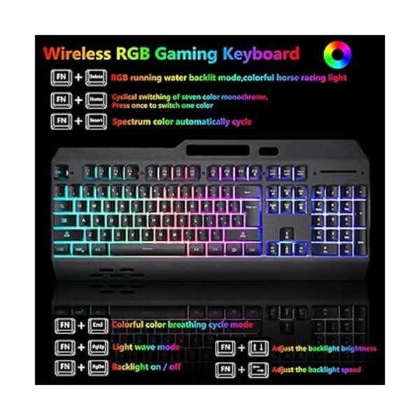 Teclado y ratón inalámbrico RGB para juegos teclado