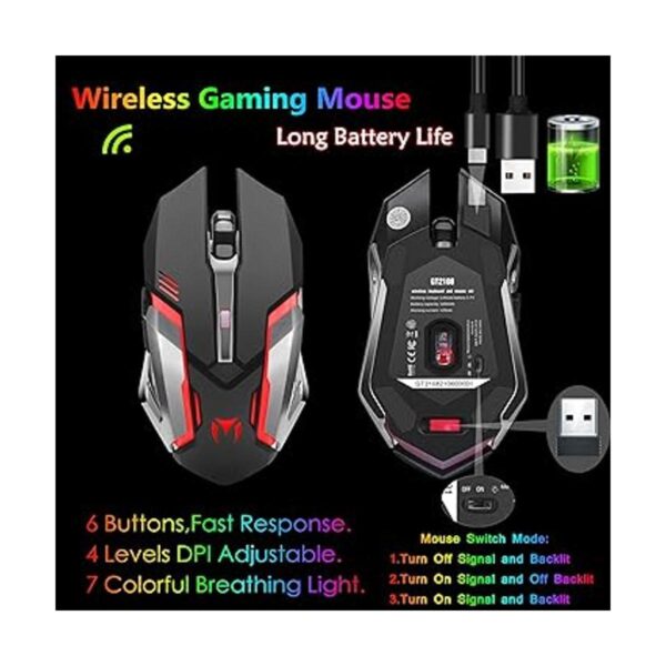 Teclado y ratón inalámbrico RGB para juegos teclado