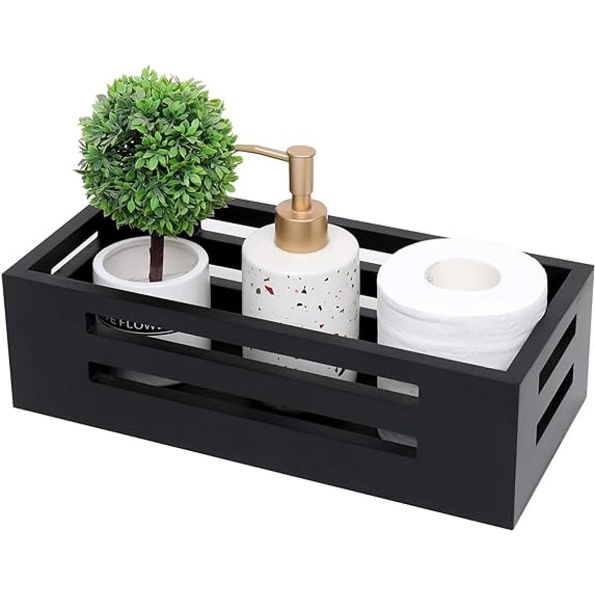 Caja de decoración negra para inodoro cesta de baño de