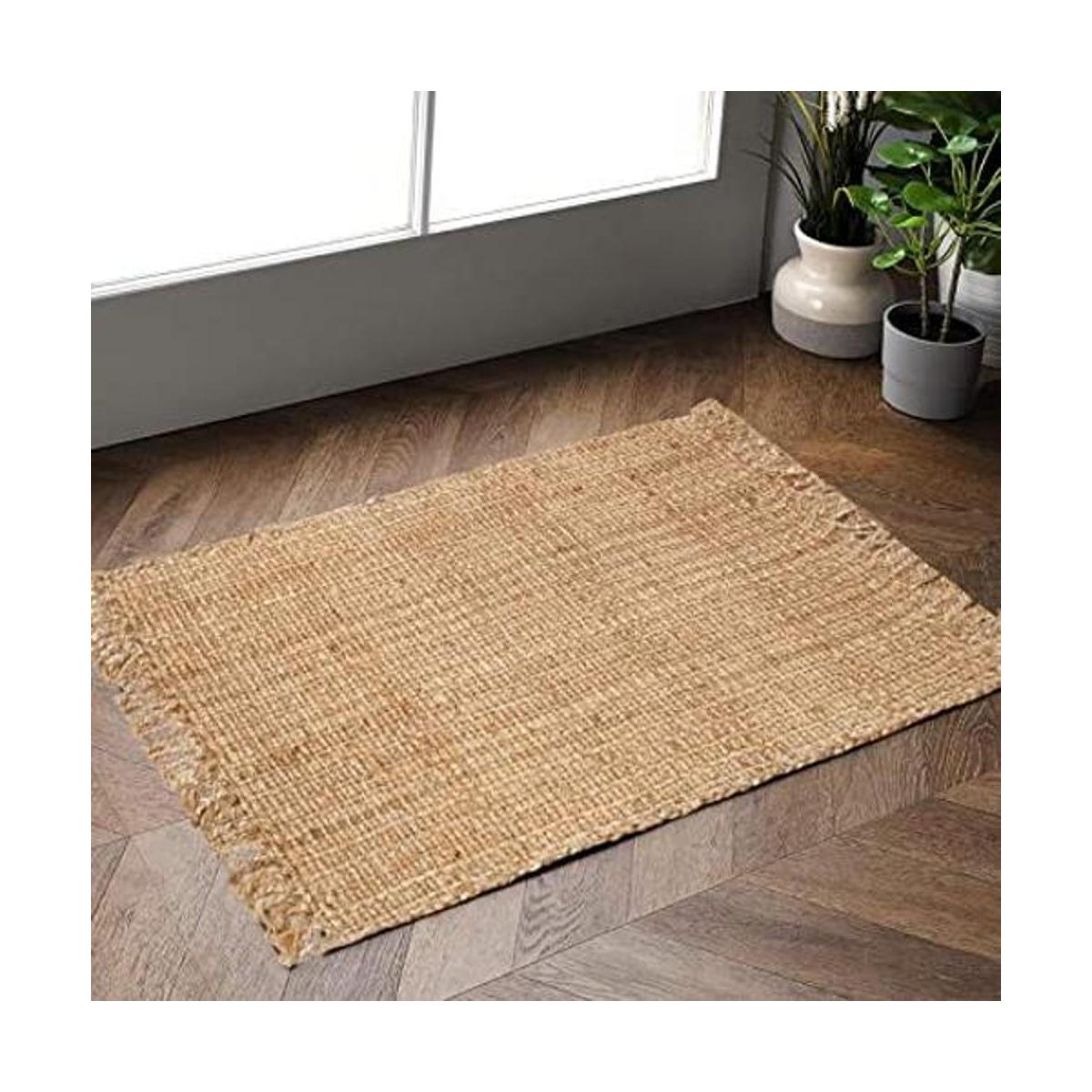 Hausattire Alfombra de yute tejida a mano 2 x 3 pies