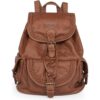 Montana West Mochila de cuero lavado suave con cordón para_1