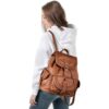 Montana West Mochila de cuero lavado suave con cordón para_3