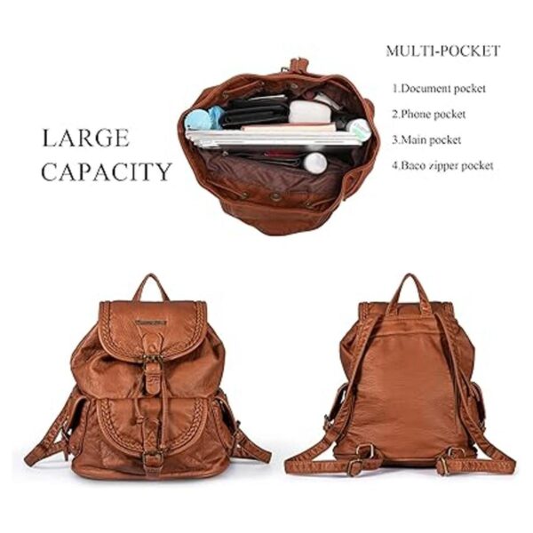 Montana West Mochila de cuero lavado suave con cordón para_6