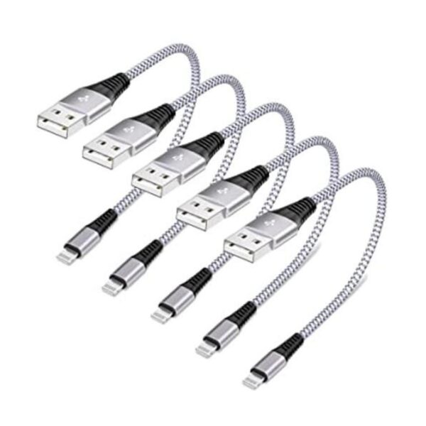 Paquete de 5 cables Lightning cortos 8 pulgadas_1