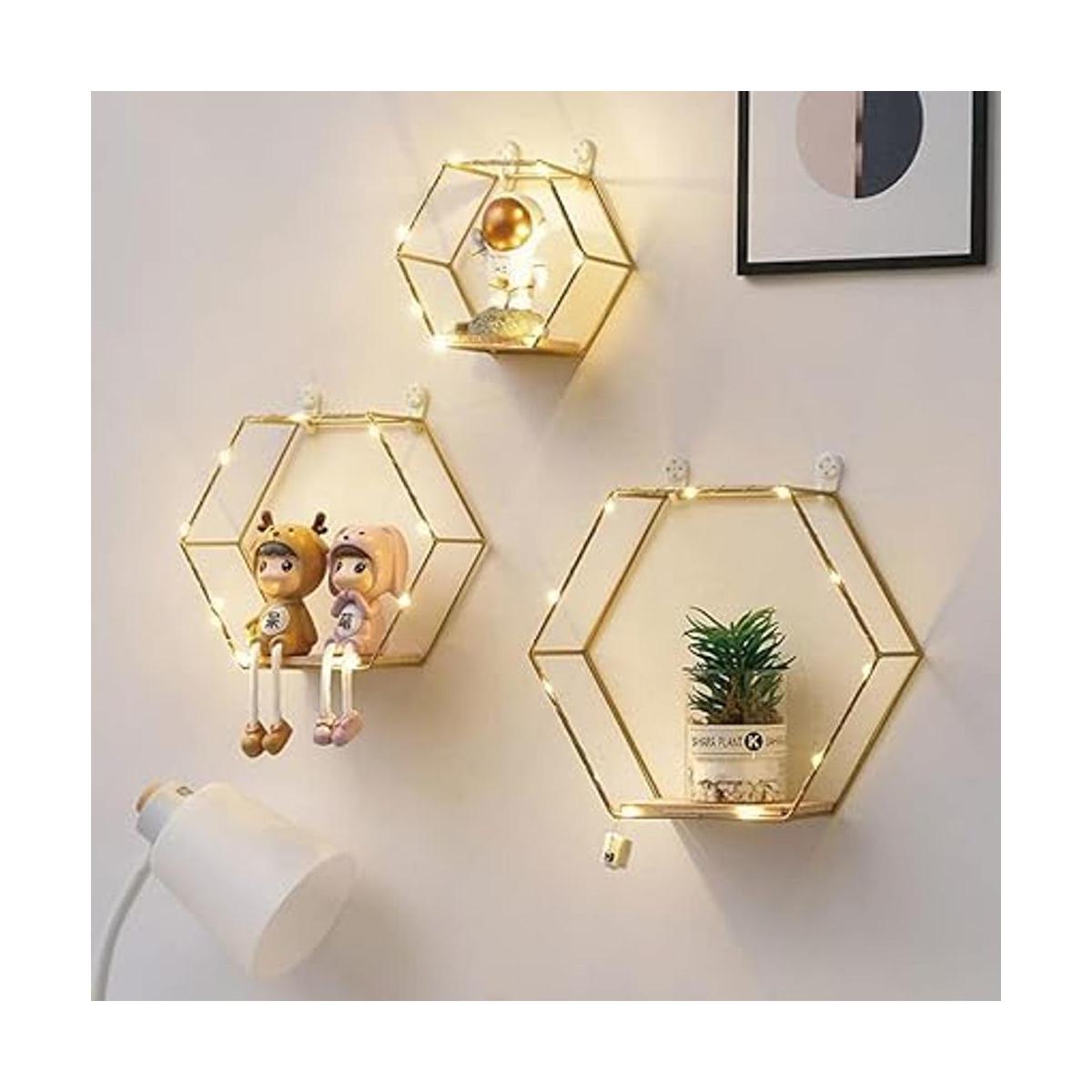 Liywall Estantes flotantes hexagonales decoración de