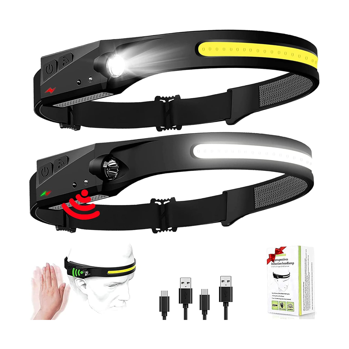 Paquete de 2 faros LED recargables de 230 de haz ancho