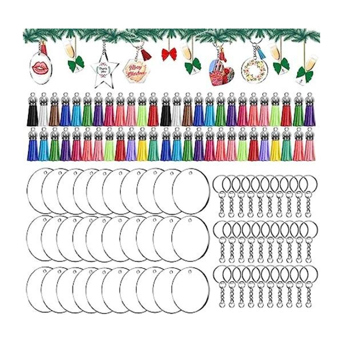 Juego de llaveros redondos de Navidad en blanco llaveros