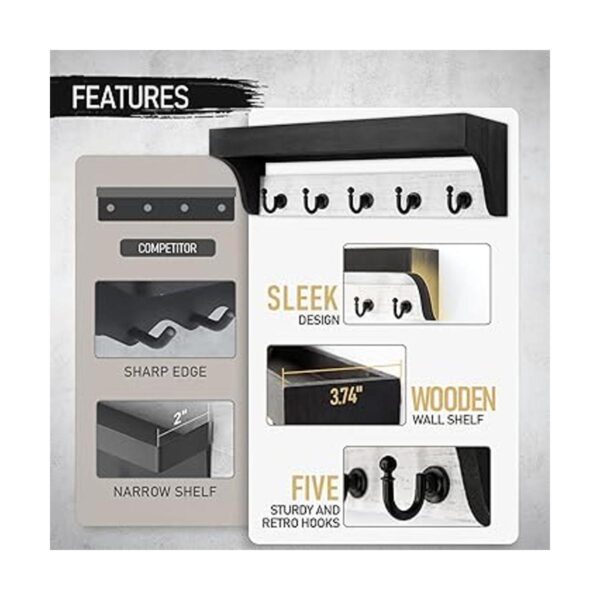 Rebee Vision Soporte para llaves de pared con estante_5