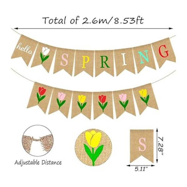 Doumeny Hello Spring Banner de arpillera colorido para
