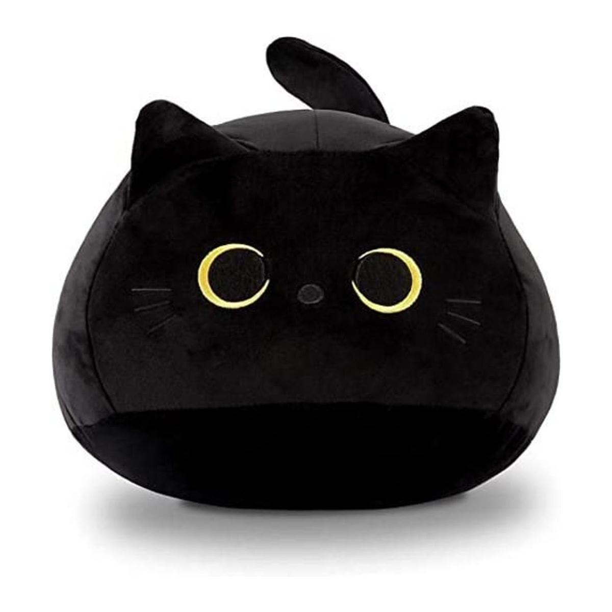 Juguete de peluche de gato negro 3D almohada de gato