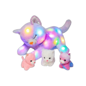 Hopearl Gato de peluche con luz LED para mamá gato con 3_1
