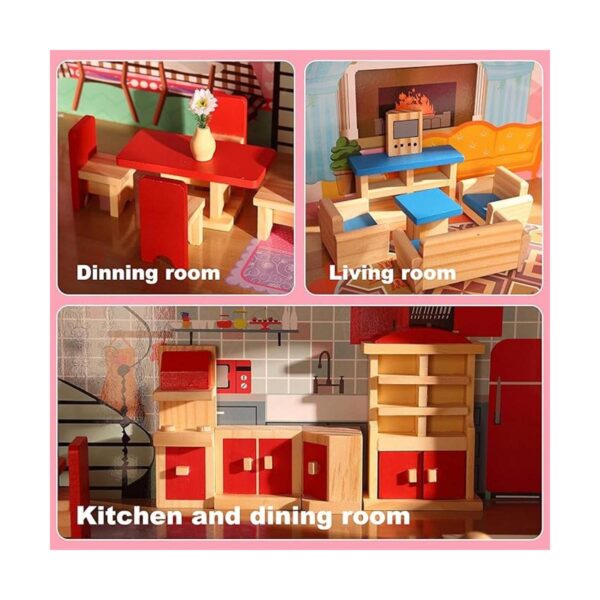 Muebles de casa de muñecas de madera juego de 5 y 7_2